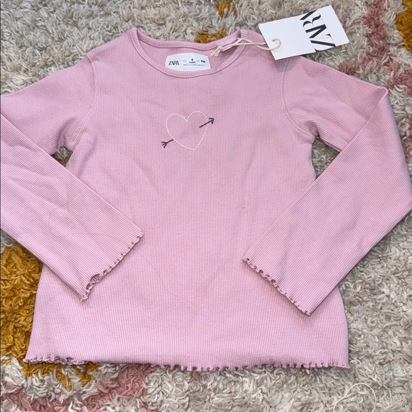 Zara Heart Embroidered Ribbed Top 4 - Picture 2 of 3